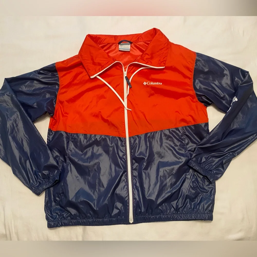 Columbia Bright Red and Blue Zip Up Wind Jacket Jacket With Pockets Ladies’ L - Picture 7 of 9